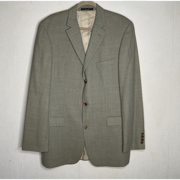 Hugo Boss Rossellini Blazer Mens 42 L Wool Tweed Stretch 3 Button Sport Jacket - Picture 1 of 13